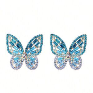 Women Rhinestone Butterfly Decor Stud Earring